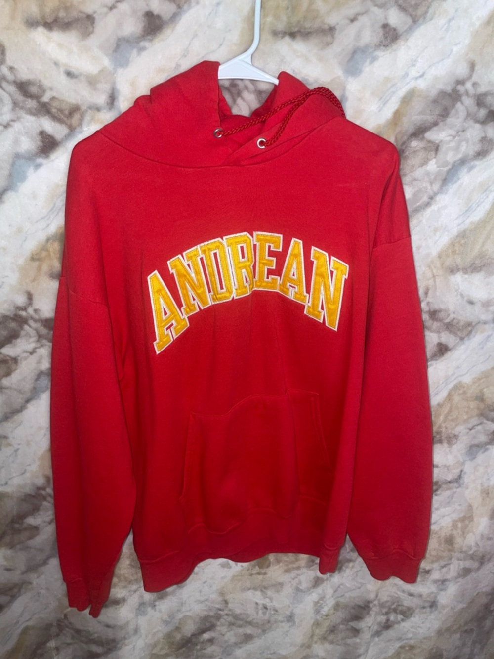 Holloway Red Pullover Hoodie with Yellow Lettering